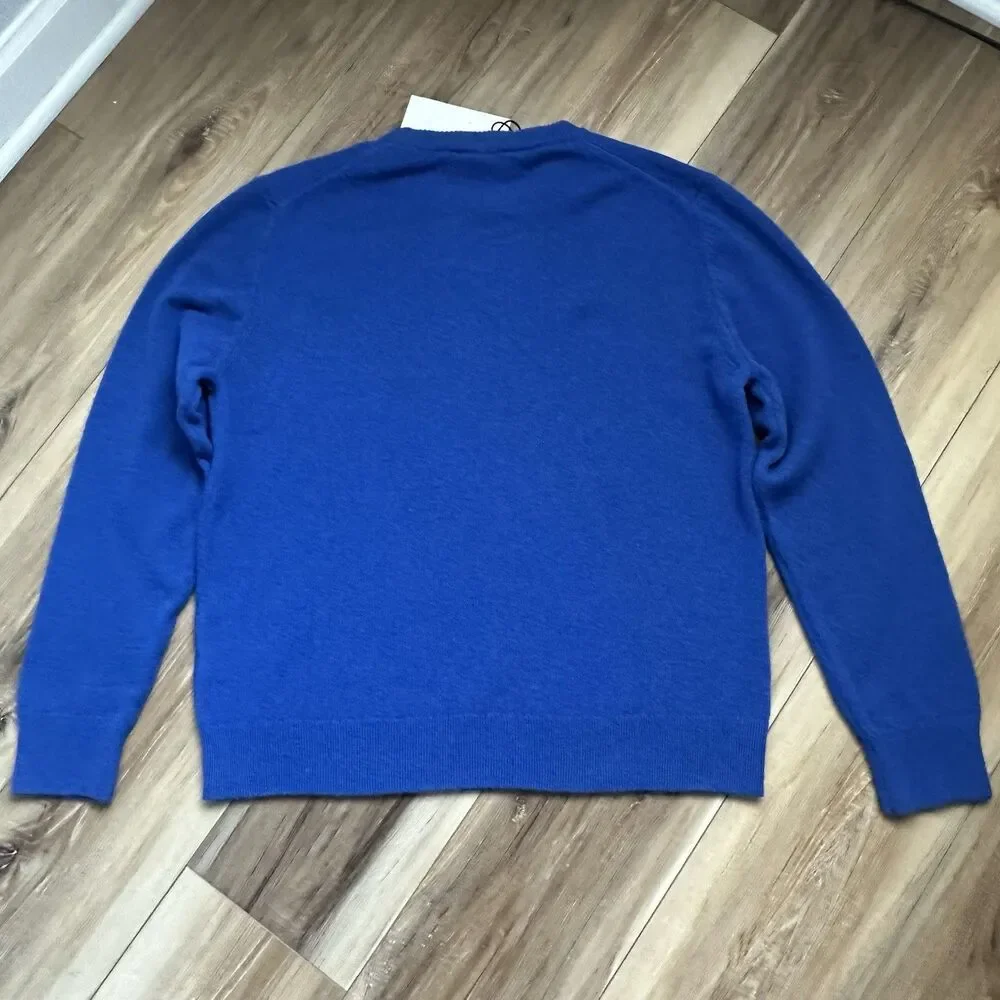 NWT Zara Cashmere Wool Blend Sweater Mens XL Royal Blue Crewneck Pullover $129